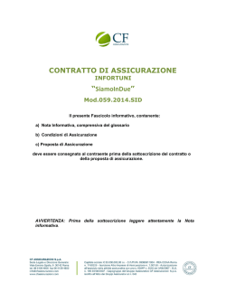 CONTRATTO DI ASSICURAZIONE &ldquo;SiamoInDue&rdquo;