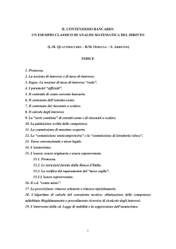 IL CONTENZIOSO BANCARIO - Studio Associato Quattrocchio