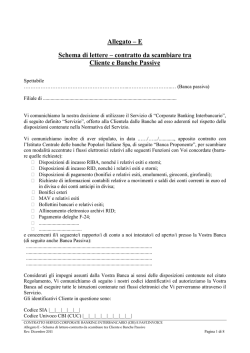 Allegato E &ndash; Schema lettera-contratto Banca Passiva