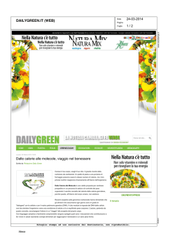 Dalle calorie alle molecole, viaggio nel benessere