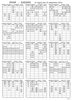 orario delle lezioni dal 15 settembre (docenti)