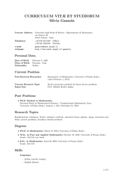 Curriculum Vitae - Dipartimento di Matematica