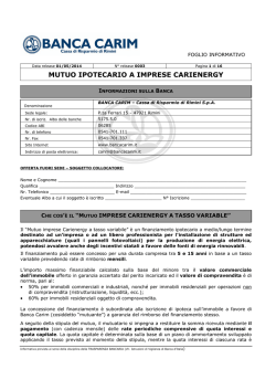 MUTUO IPOTECARIO A IMPRESE CARIENERGY