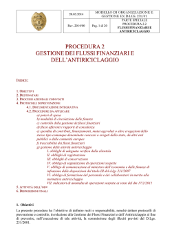 2.2 Procedure flussi finanziari e antireciclaggio
