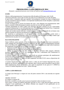 Bozza Programma Attivit&agrave; Regionale Dressage 2014