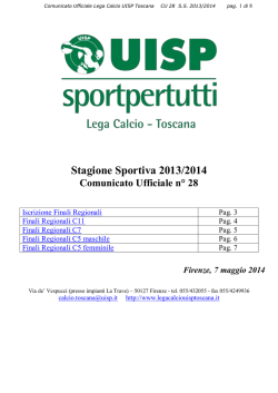 Comunicato Ufficiale n&deg;28 - Lega calcio regionale toscana UISP