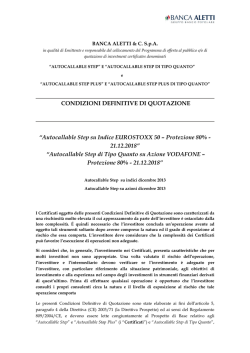 CONDIZIONI DEFINITIVE DI QUOTAZIONE
