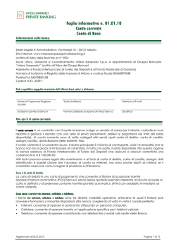 Foglio informativo n. 01.01.10 Conto corrente Conto di Base