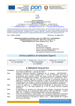 Avviso pubblico di selezione Esperti