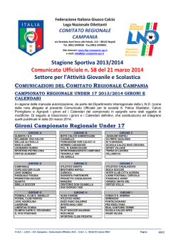 C.U. n. 58 L.N.D.-S.G.S. del 21.03.2014