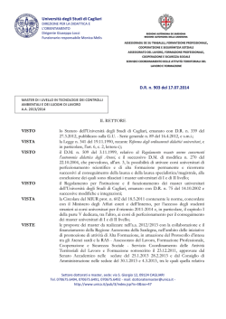 Bando - Universit&agrave; degli studi di Cagliari.