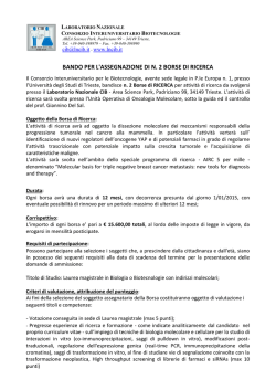 Bando - Consorzio Interuniversitario per le Biotecnologie