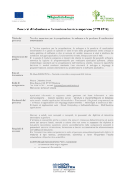Tecnico superiore per la progettazione, lo sviluppo e la gestione di