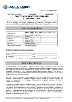 CONTO CORRENTE ORDINARIO CONSUMATORE