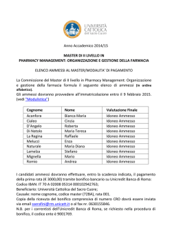Anno Accademico 2014/15 MASTER DI II LIVELLO IN