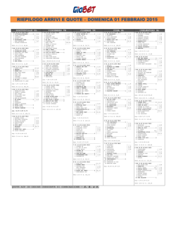 riepilogo arrivi e quote &ndash; domenica 01 febbraio