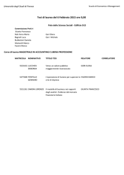 Tesi di laurea del 6 Febbraio 2015 ore 9,00
