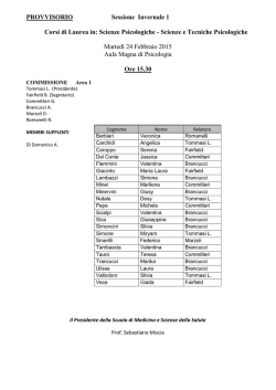 PROVVISORIO Sessione Invernale 1 Corsi di Laurea in: Scienze