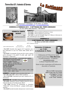 Domenica 8 febbraio - Parrocchia di Sant`Antonio di Savena
