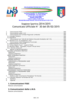 Comunicato Ufficiale N&deg; 30 del 05/02/2015
