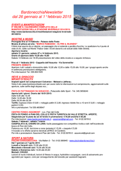 BardonecchiaNewsletter dal 26 gennaio al 1&deg; febbraio 2015