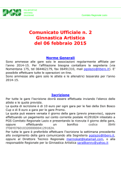 Comunicato n. 2 - PGS Provinciale Roma