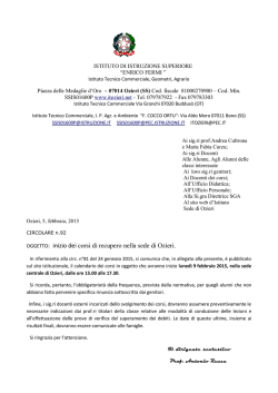 inizio dei corsi di recupero nella sede di Ozieri.