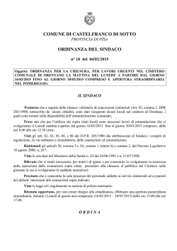 Ordinanza Cimitero Orentano - Comune di Castelfranco di Sotto