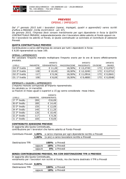 1. PREVEDI: quota contrattuale da gennaio 2015.