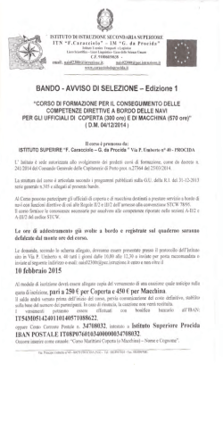 AVVISO DI SELEZIONE - Edizione 1 - ITN "F. Caracciolo" – IM "G. da