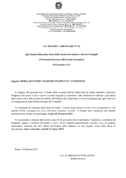 A.S. 2014/2015 - CIRCOLARE N&deg; 76 Agli Alunni delle prime classi