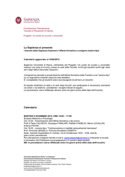 La Sapienza si presenta Calendario