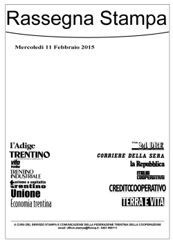 Scarica il fascicolo PDF della Rassegna Stampa di Mercoled&igrave; 11
