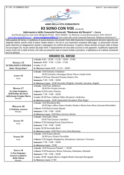 Avvisi comunit&agrave; pastorale Madonna del Rosario