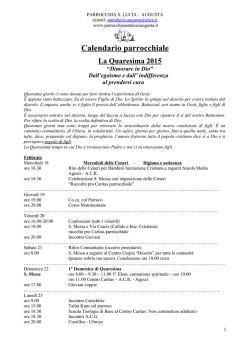 Scarica il calendario della Quaresima 2015