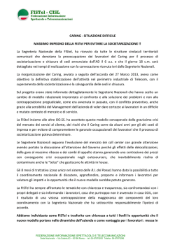 Comunicato FISTEL-CISL Nazionale "CARING