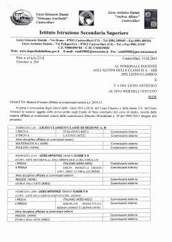 Materie d`esame affidate ai commissari esterni