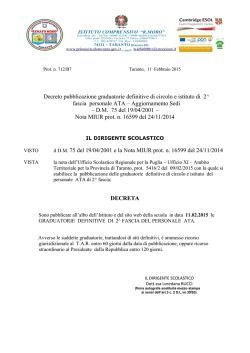 Decreto pubblicazione graduatoria definitiva personale A.T.A. II fascia