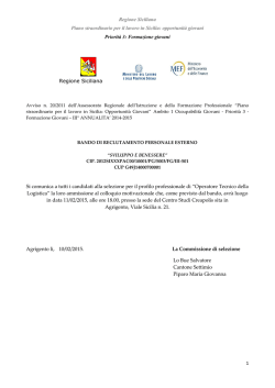 Regione Siciliana Piano straordinario per il lavoro in Sicilia