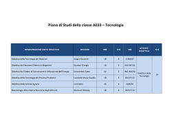 Piano di Studi della classe A033 &ndash; Tecnologia