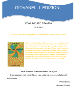 COMUNICATO STAMPA Dolore e forza