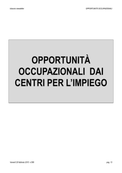 opportunit&agrave; occupazionali dai centri per l`impiego