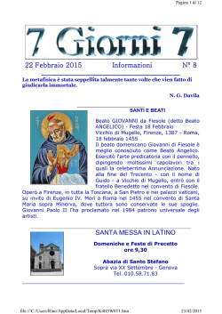 15 Febbraio 2015 Informazioni N&deg; 7