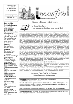 INFORMATORE SETTIMANALE Avvisi per la comunit&agrave;