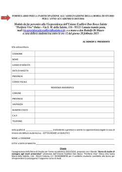 Modulo da far pervenire alla Vicepresidenza dell