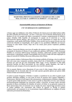 Inammissibile attacco al Questore di Roma C`E` UN