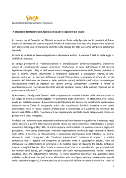 aggiornamento su agenzia unica per le ispezioni del lavoro
