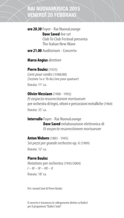 RAI NUOVAMUSICA 2015 VeNeRD&Igrave; 20 FeBBRAIO