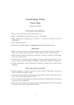 Curriculum Vitae - Dipartimento di Matematica