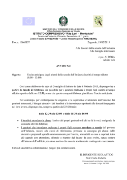 Uscita Anticipata Scuola Infanzia - istituto comprensivo "rita levi